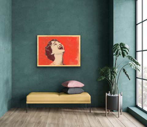 Framed matte paper poster enhancing vibrant home decor with vintage charm.
