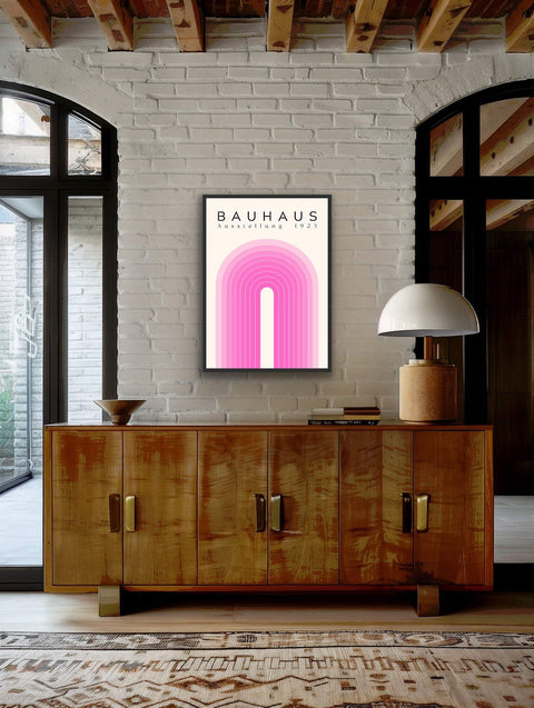 Framed poster with vibrant modern art adding sophistication to home decor.