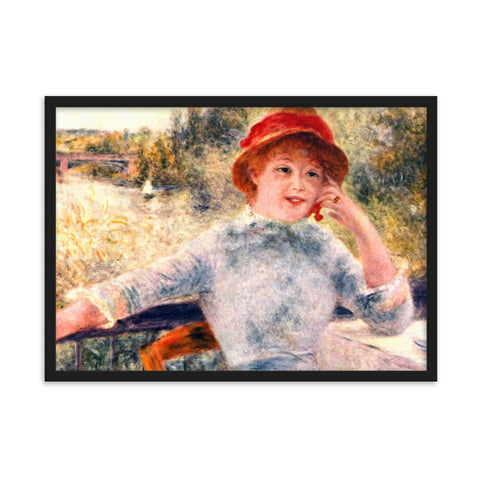 Framed matte paper poster featuring an iconic Impressionist painting in a sleek black frame.