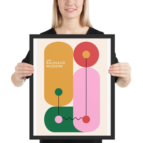 Framed poster Bauhaus 12 with geometric abstract design for modern home decor.