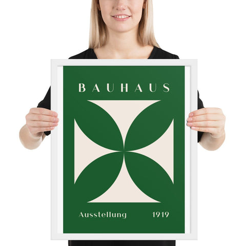 Bauhaus framed poster with bold geometric design in sophisticated colors.