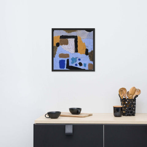 Framed photo paper poster with abstract design in a black frame, ideal for modern home decor.