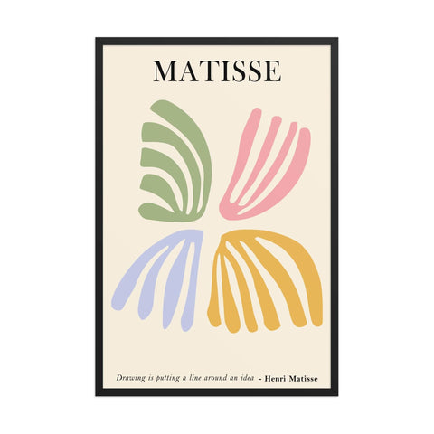 Matisse-inspired "The Four Petals" 24x36" framed poster featuring colorful, abstract petal forms.