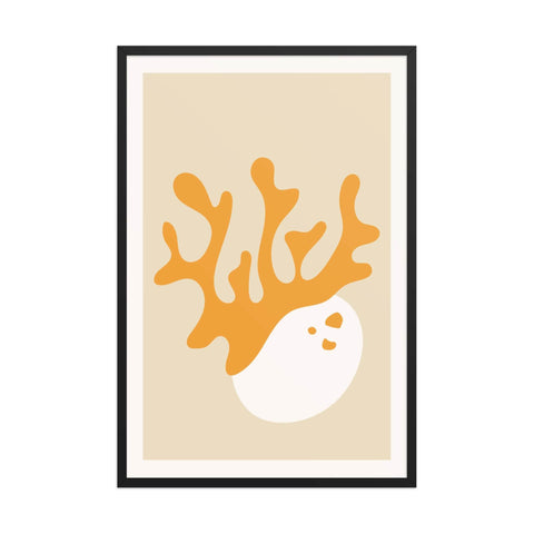 Golden Reef framed abstract coral poster, 24x36 inches.