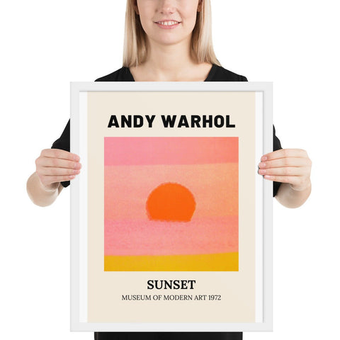 Andy Warhol photo paper poster, vibrant pop art print from 1972, framed for sophisticated decor.