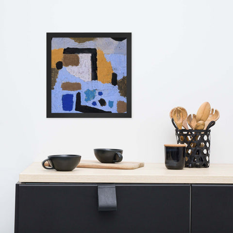 Framed abstract photo paper poster in a black frame, enhancing modern home decor.