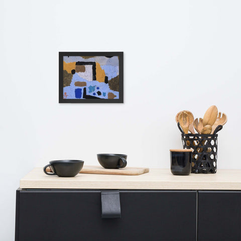 Framed photo paper poster featuring abstract design in black frame for modern decor.